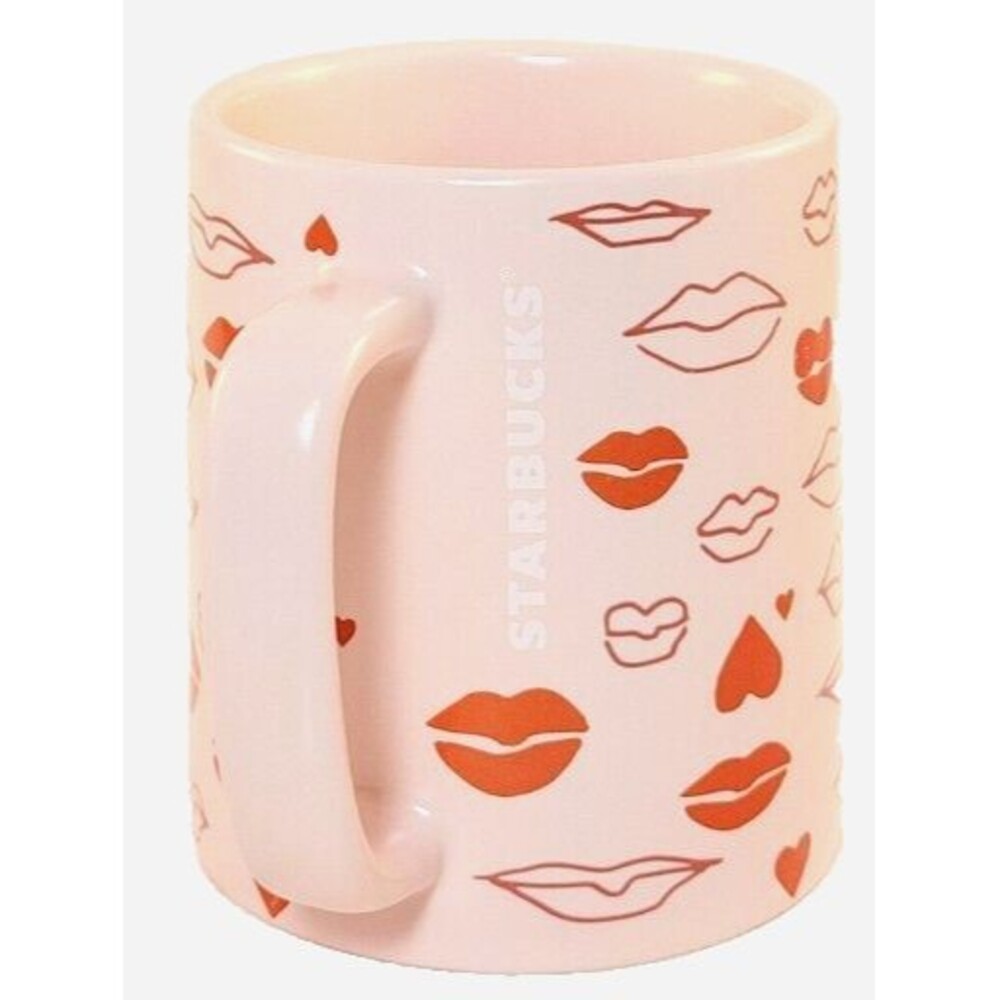 Starbucks 2020 Mug  oz.  Pink cup w/ Valentine Hearts Pink Red Lips coffee